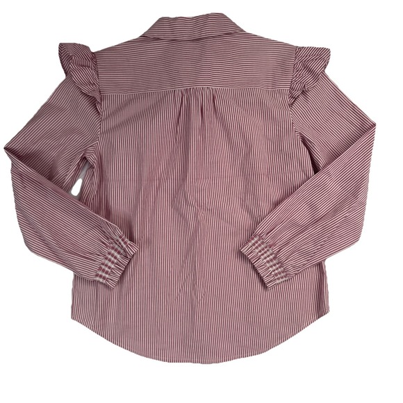 Vineyard Vines Girls Hudson Stripe Flutter Sleeve Poplin Shirt Purple Sz 12 NWOT - Picture 5 of 5